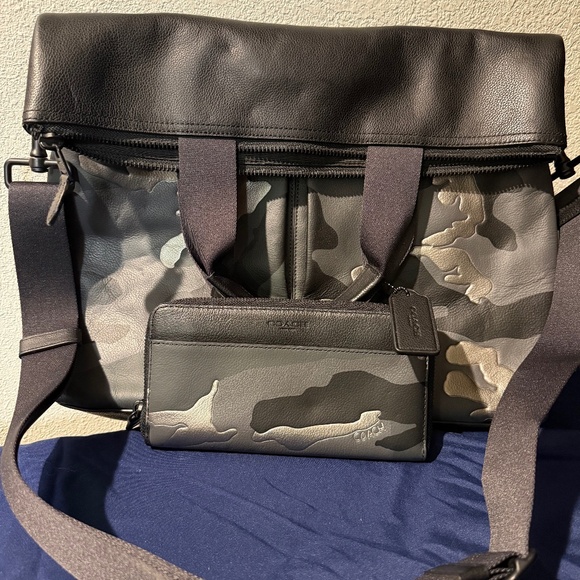 Coach Other - Coach Camo Leather Matching Set NWOT HTF Handbag Tote Crossbody Wallet